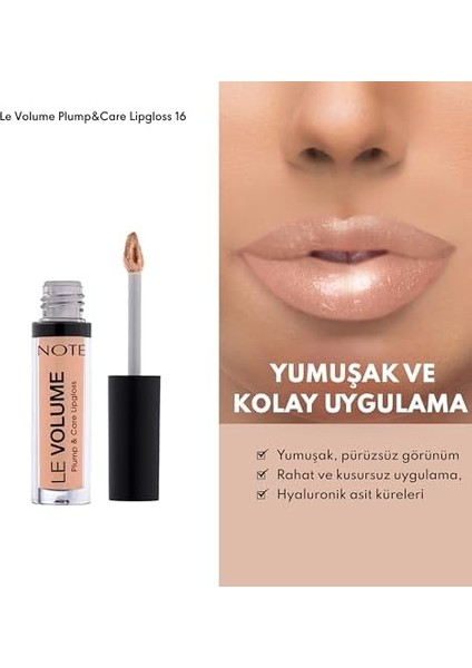 Note Le Volume Plump & Care Lipgloss 16 Nude Style Dudak Parlatıcısı, Nude