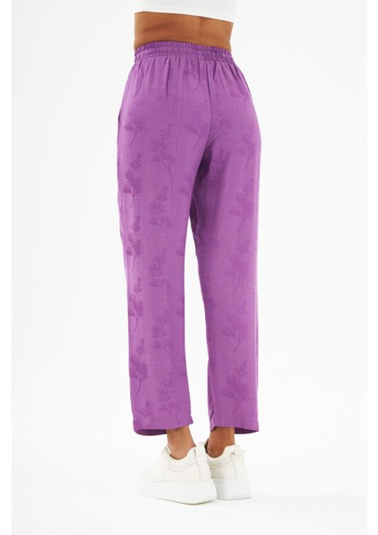 Jakarlı Kumaş Çiçek Desenli Rahat Kalıp Pantolon fırsatları