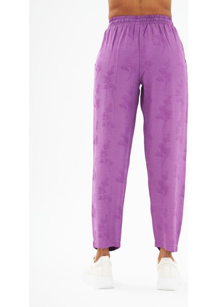 Jakarlı Kumaş Çiçek Desenli Rahat Kalıp Pantolon indirimleri