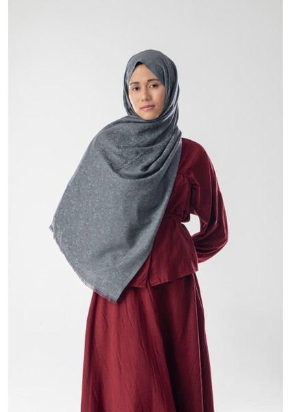 Ashen Drift Desenli Dokuma Pamuk Şal