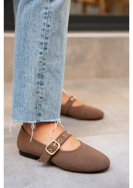 Victor Acı Kahve Süet Gold Tokalı Babet - fiyatları