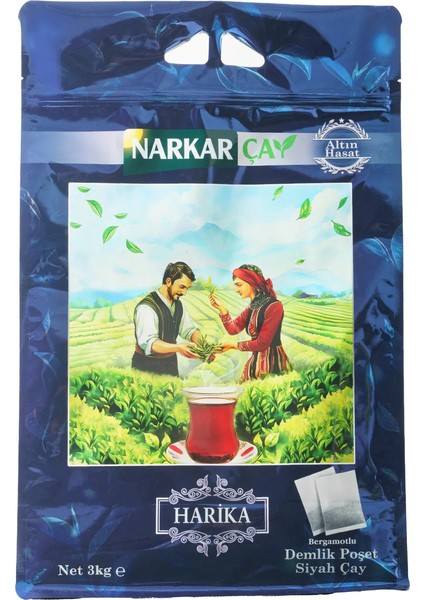 Narkar Çay Harika 3kg Bergamotlu Demlik Poşet Çay 15gr (15gr x 200 Adet)