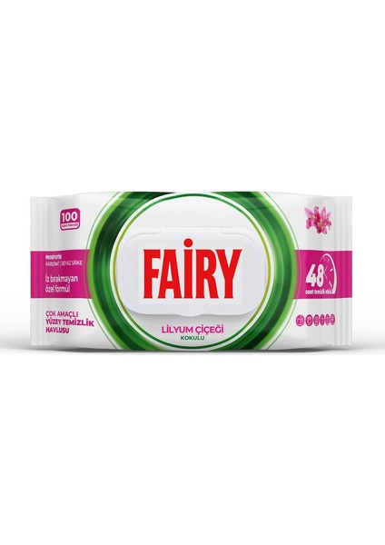 Fairy Çok Amaçlı Yüzey Temizlik Havlusu 100 Yaprak | Lilyum Çiçeği | Beyaz Sirke & Karbonat | 48 Saat Temizlik Etkili | Iz Bırakmayan Formül modelleri