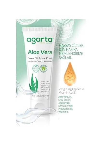 Doğal Aloe Vera Nemlendirici El ve Cilt Bakım Kremi 75 ml x 3 Adet