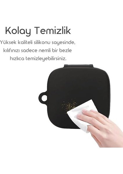 Buds 6 Için Kulaklık Kılıfı Kalın Yapılı 360° Koruma Sağlayan Darbelere Karşı Dirençli Taşıma Askılı Silikon Koruyucu (Siyah) modelleri