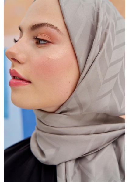 Baklava Desen Pamuk Ipek Şal Füme