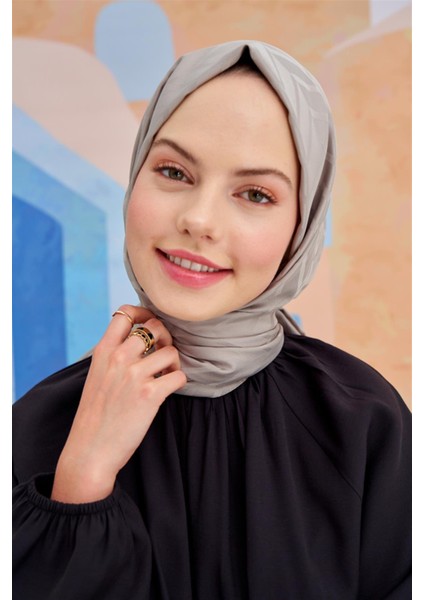 Baklava Desen Pamuk Ipek Şal Füme