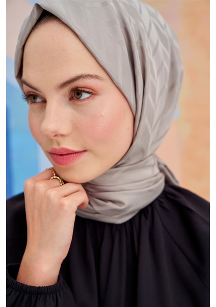 Baklava Desen Pamuk Ipek Şal Füme