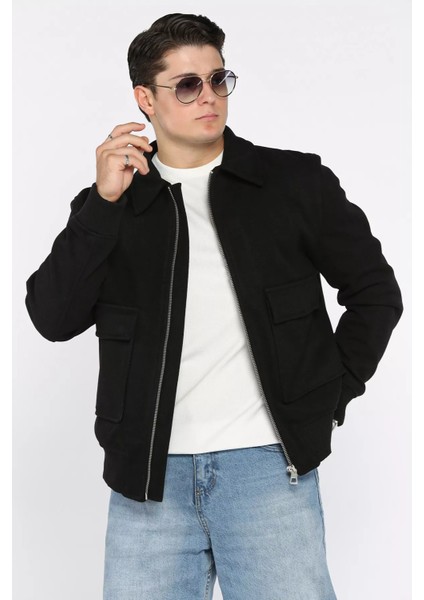 Cep Detaylı Ribanalı Erkek Kaşe Kaban P-00018797 fiyatları