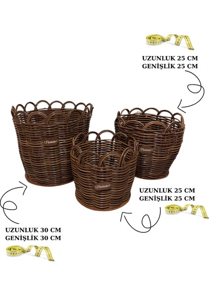 Raddancore Premium Üçlü Patateslik/patates Sepeti Seti