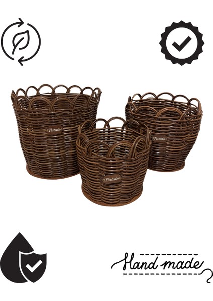 Raddancore Premium Üçlü Patateslik/patates Sepeti Seti