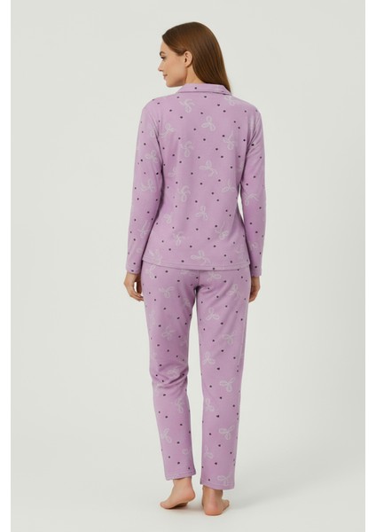 Süet Gömlek Pijama Takımı 7108 Çiçekli Pembe modelleri