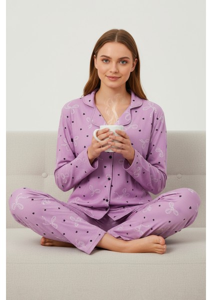 Süet Gömlek Pijama Takımı 7108 Çiçekli Pembe fırsatları