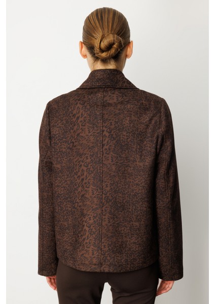 Kadın Kruvaze Yaka Desenli Mont 8021 Leopar fırsatları