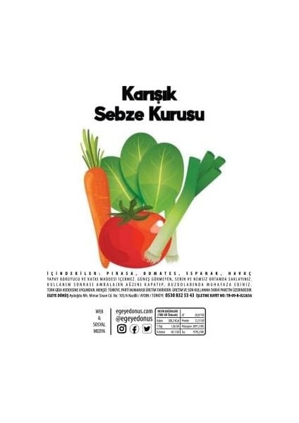 Egeye Dönüş Karışık Sebze Kurusu - 100 Gr. (Kurutulmuş Granül Ispanak, Pırasa, Havuç, Domates Içerir. -Yemeklik, Çorbalık, Baharat Değirmenine Uygun 4 Sebze Mix) modelleri