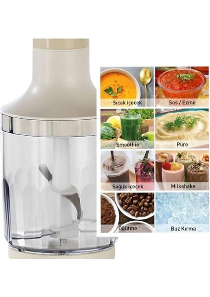 Gem Retro 1200 W El Seti – 800 ml Hazne, 5 Parça Aksesuar, Metal Konektör | Vanilya Krem fiyatları