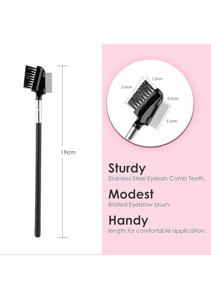 Aputue Kirpik Fırçası Seyahat, Metal Kirpik Fırçası ve Kirpik Tarak Seti, Çelik Kaş Fırçası ve Kaş Tırnağı, Hassas Uygulama Için Spoolie Fırça ve Açılı Kaş Fırçası, Şekillendirme ve Tanımlama