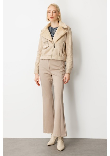 Kadın Peluşlu Güderi Mont 8011 Kum fırsatları