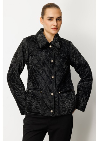 Kadın Içi Polarlı Kapitone Mont 6603 Siyah