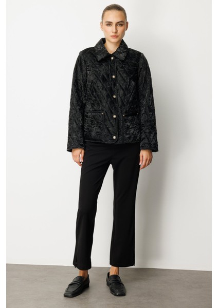 Kadın Içi Polarlı Kapitone Mont 6603 Siyah modelleri