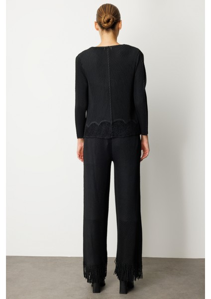 Kadın Kelebek Düğmeli Akordiyon Kumaş Hırka 5901 Siyah fırsatları