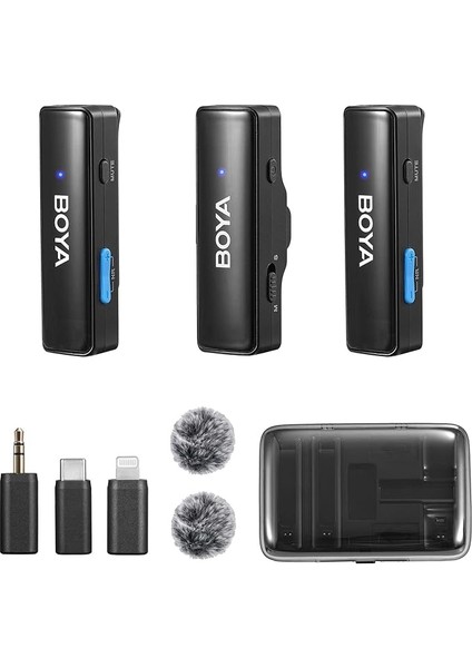 Boyalınk Iphone/android/kamera Vlogging Için Kablosuz Yaka Mikrofonu, Hepsi Bir Arada Yaka Çift Mikrofon Sistemi ve Aydınlatma ve Usb-C Girişleri ve Akıllı Telefonlar/dslr Için Pil Kutusu Youtube