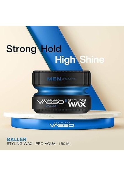 Saç Şekillendirici Wax | Tüm Saç Tipleri | Ekstra Tutuş, Islak ve Parlak Görünüm | Neme Dayanıklı | Aqua Baller 150 ml fiyatları