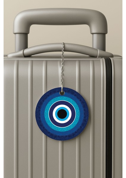 Pleksi Zincirli Bavul Etiketi Seyahat Tatil Için Tasarım Valiz Etiketi Nazar Boncuğu