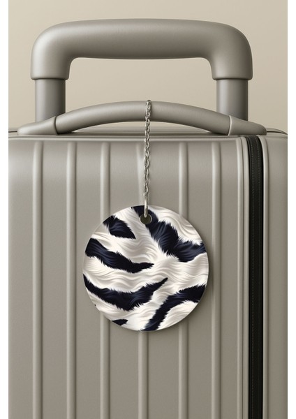 Pleksi Zincirli Bavul Etiketi Seyahat Tatil Için Tasarım Valiz Etiketi Zebra