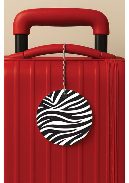 Desenli Baskılı Pleksi Zincir Aparatlı Bavul Etiketi Valiz Etiketi Zebracasa