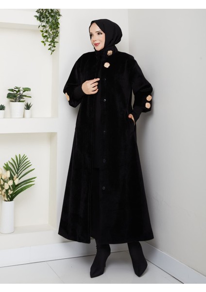 Hakim Yaka Kol Ribanalı Gizli Düğmeli Fok Kumaş Şık Kaban fiyatları