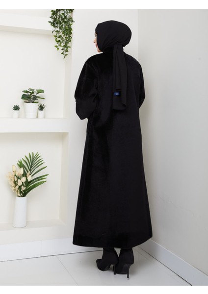 Hakim Yaka Kol Ribanalı Gizli Düğmeli Fok Kumaş Şık Kaban