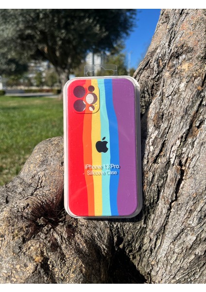 Iphone 12 Pro Uyumlu Logolu Rainbow Kılıf