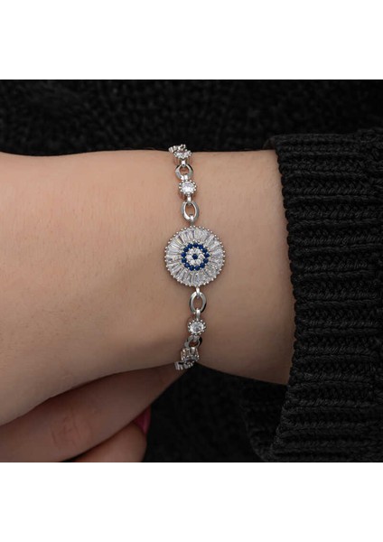 ​gümüş Baget Taşlı Nazar Kadın Bileklik indirimleri