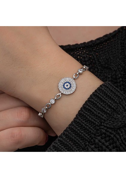 ​gümüş Baget Taşlı Nazar Kadın Bileklik