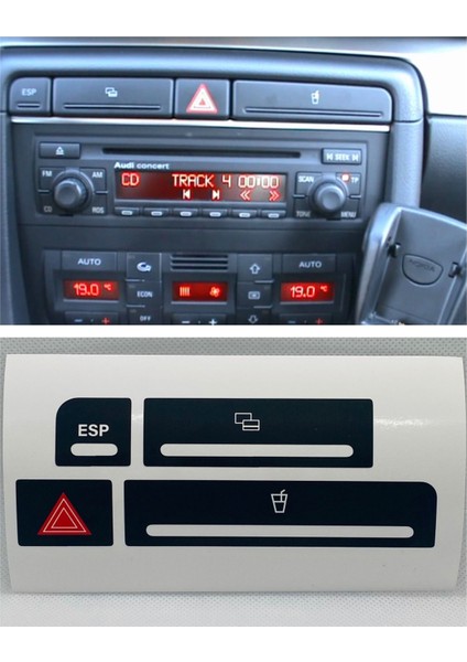 A4 B6 - B7 Kasa 2001-2008 Arası Dörtlü Sinyal Bardaklık Esp Düğmesi Sticker Etiket Tamir Kiti fırsatları