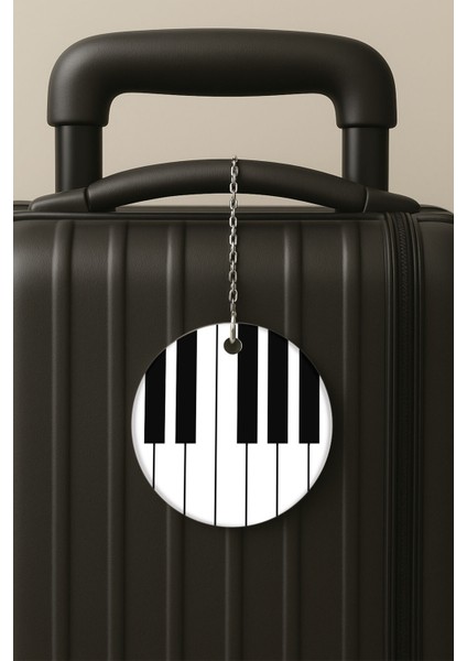 Piyano Desenli Uv Baskılı Pleksi Bavul Etiketi Seyahat Tatil Valiz Etiketi