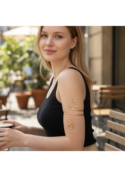 El Yapımı Saf Pirinç Pazu Bilekliği | Üst Kol Kelepçesi Cuff | Ayarlanabilir Bohem Yaz Takısı Kadın