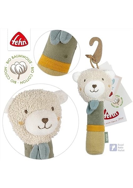 Çubuk Kavrama Oyuncağı Ayıcık - Kavramak Için Çıngıraklı Motor Becerileri Oyuncağı - Organik Pamuklu Pelüş Hayvan Kavrama Oyuncağı- 0+Aylık Bebekler ve Küçük Çocuklar Için Oyuncak fiyatları