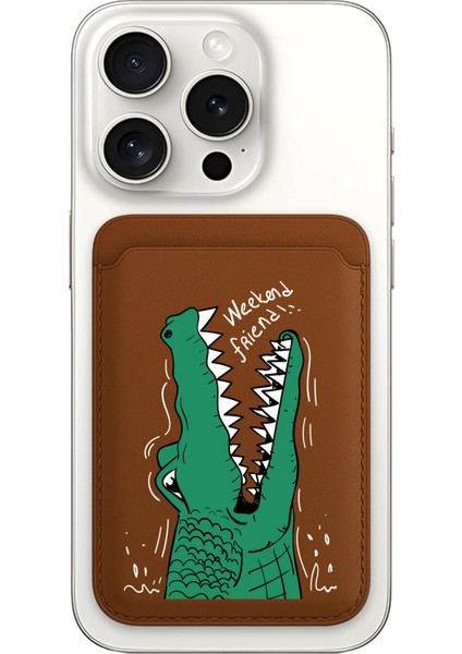 iPhone 11 12 13 14 15 16 17 Pro Max Plus Air Magsafe Mıknatıslı Kahve/taba Kartlık Crocodile