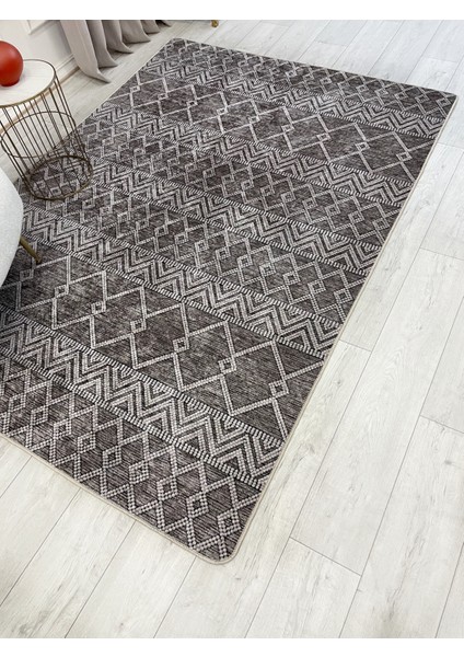 Kahverengi Iskandinav Tarzı Kilim Desenli Yolluk Lateks Halı modelleri