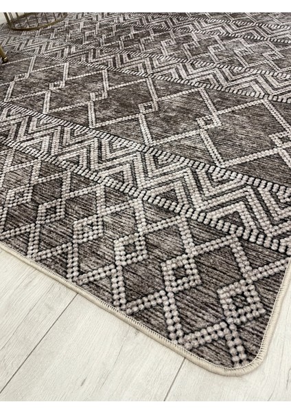 Kahverengi Iskandinav Tarzı Kilim Desenli Yolluk Lateks Halı fırsatları