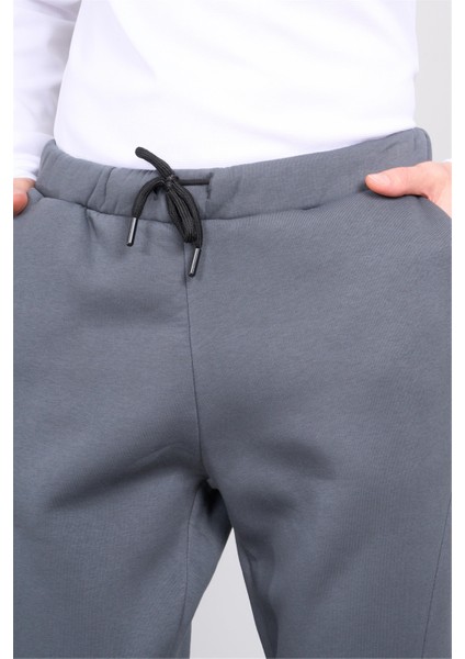 824 Erkek 3 Iplik Lastik Paça Eşofman Alt Koyu Gri modelleri