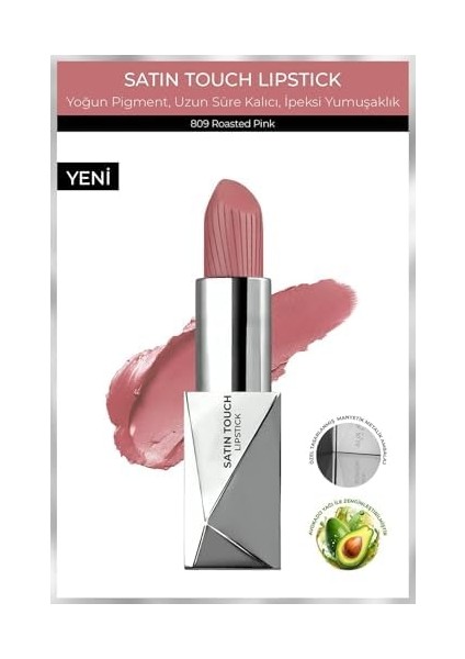 Alix Avien Uzun Süre Kalıcı Nemlendirici Pürüzsüz Etkili Yarı Mat Ruj Satin Touch Lipstick 809 Roasted Pink fiyatları