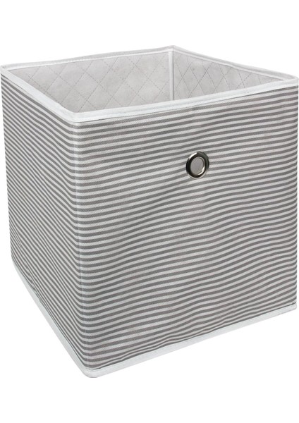 Kapısı Çok Amaçlı Raf Düzenleyici Organizer Kutu Sepet (Gri Çizgili)