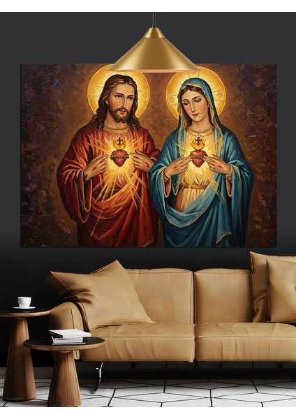 Isa Meryem Ana Illüstrasyon Dekoratif Kanvas - Mdf Ahşap Tablo