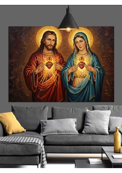 Isa Meryem Ana Illüstrasyon Dekoratif Kanvas - Mdf Ahşap Tablo fiyatları