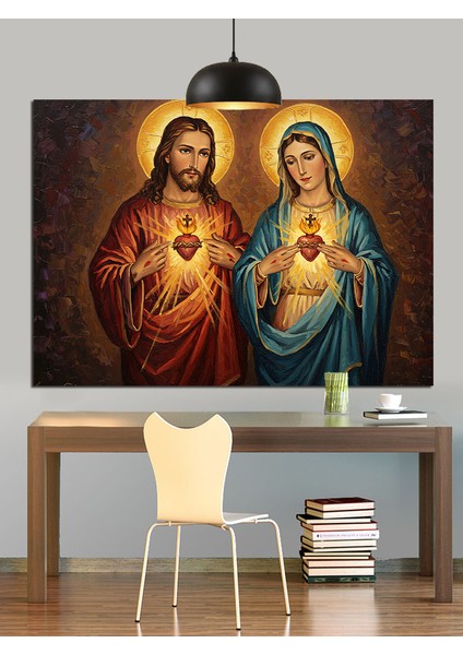 Isa Meryem Ana Illüstrasyon Dekoratif Kanvas - Mdf Ahşap Tablo fırsatları