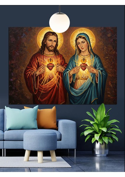 Isa Meryem Ana Illüstrasyon Dekoratif Kanvas - Mdf Ahşap Tablo indirimleri