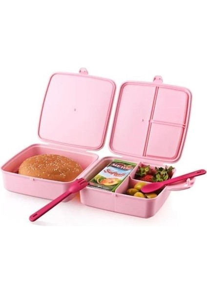 Buffer® Kendiliğinden Kaşık Çatallı Beslenme Kutusu 4 Bölmeli Çocuk Beslenme Kabı Saklama Kutusu fırsatları